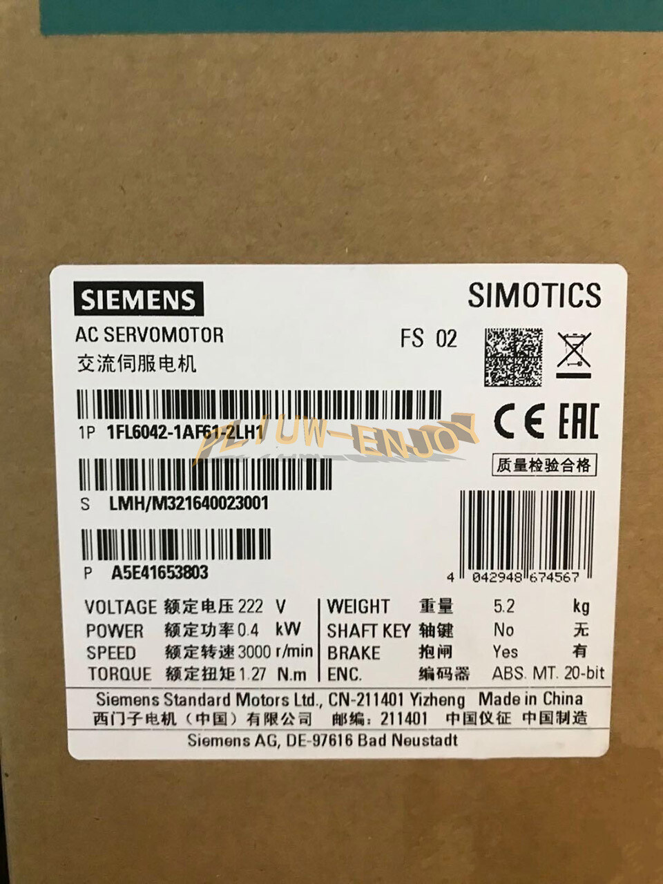 1PCS NEW SIEMENS Servo Motor 1FL6042-1AF61-2LH1 FedEx or DHL