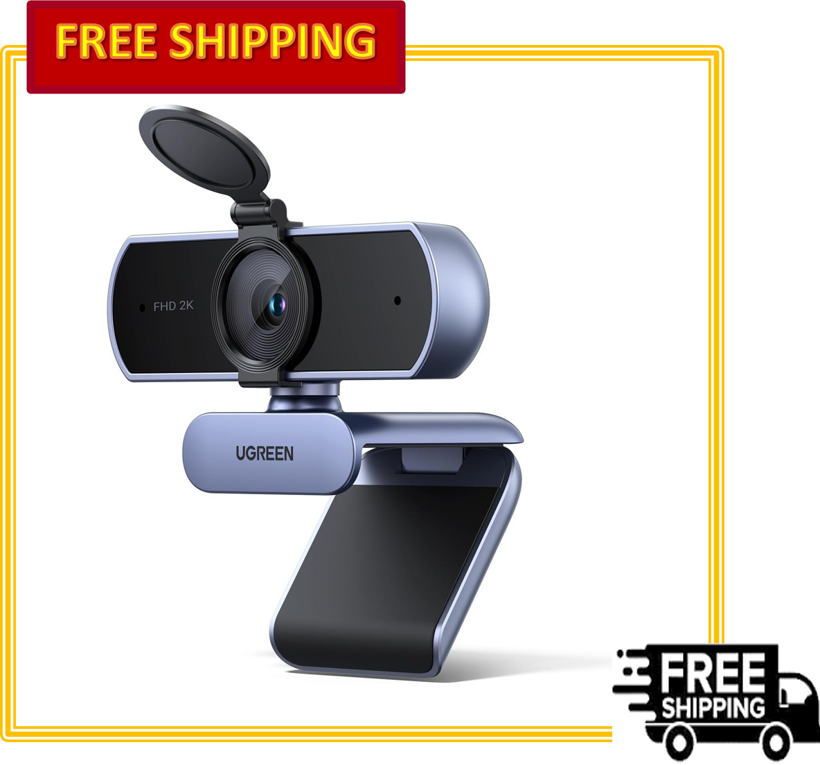 UGREEN 2K Webcam 1080P Autofocus with Noise Canceling Mics & Privacy Cover