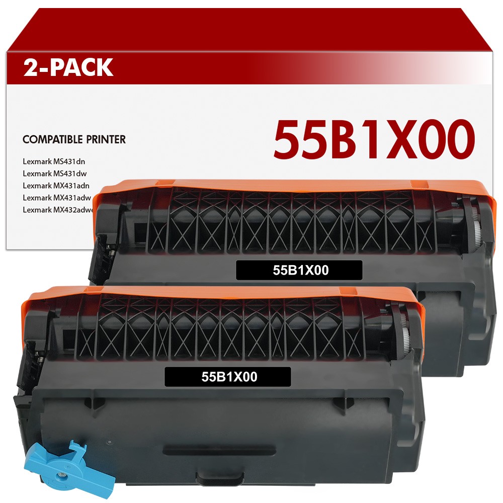 2 Pack 55B1H00 Black Toner Cartridge for Lexmark MS331 MS431 MX331 MX431 Series