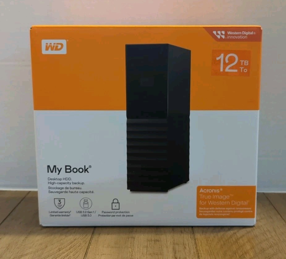 Western Digital My Book 12TB Desktop External HDD WDBBGB0120HBK USB 3.2 Black