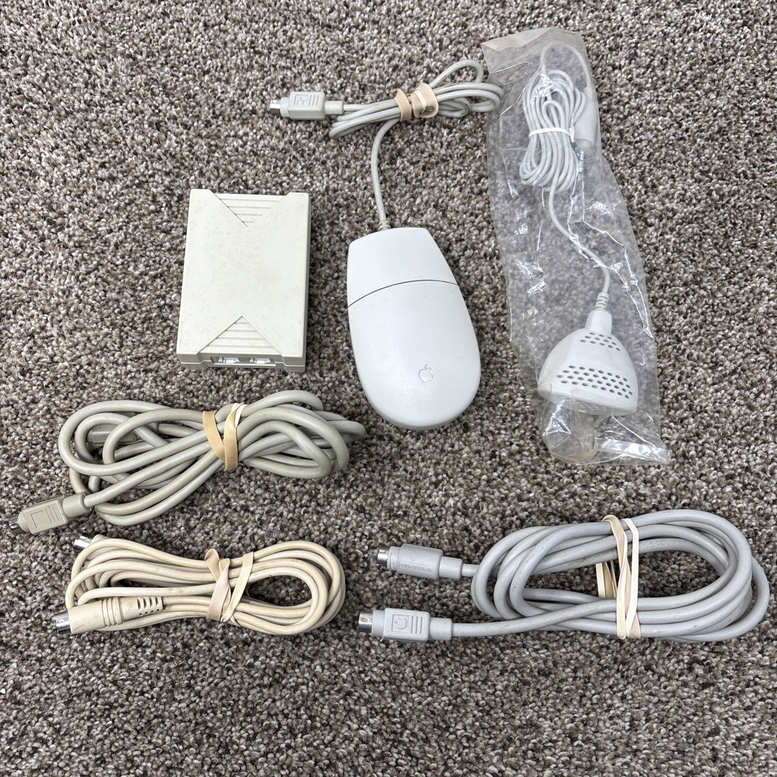 Vintage Apple Macintosh Mouse Cables Microphone Accessories Lot UNTESTED 