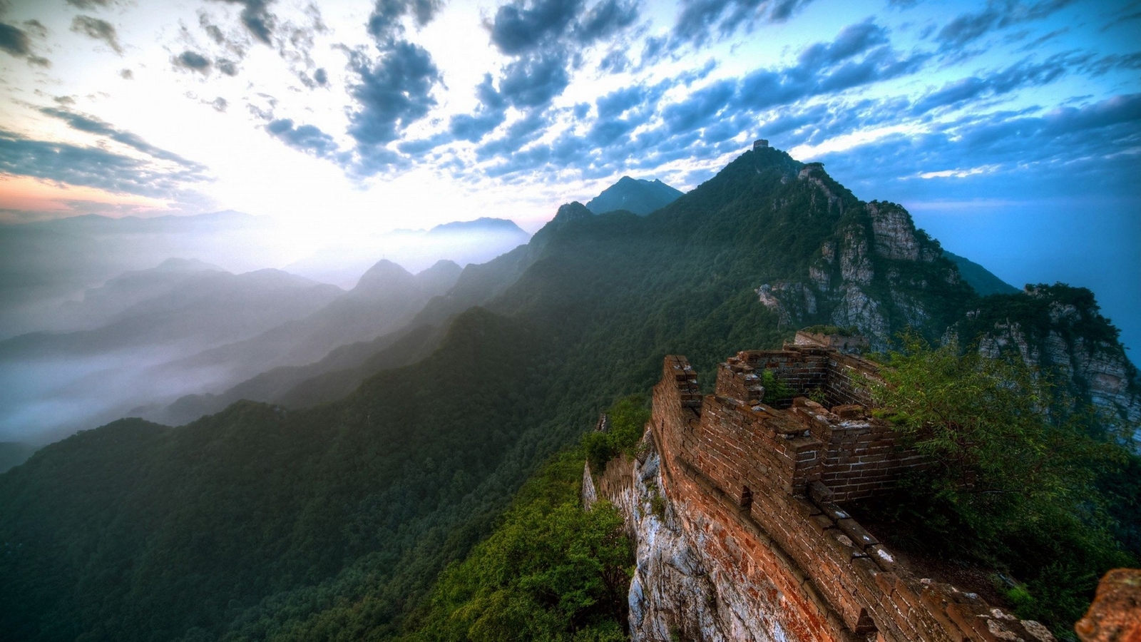 Landscape nature mountains clouds china asia great wall Custom Gaming Mat Desk