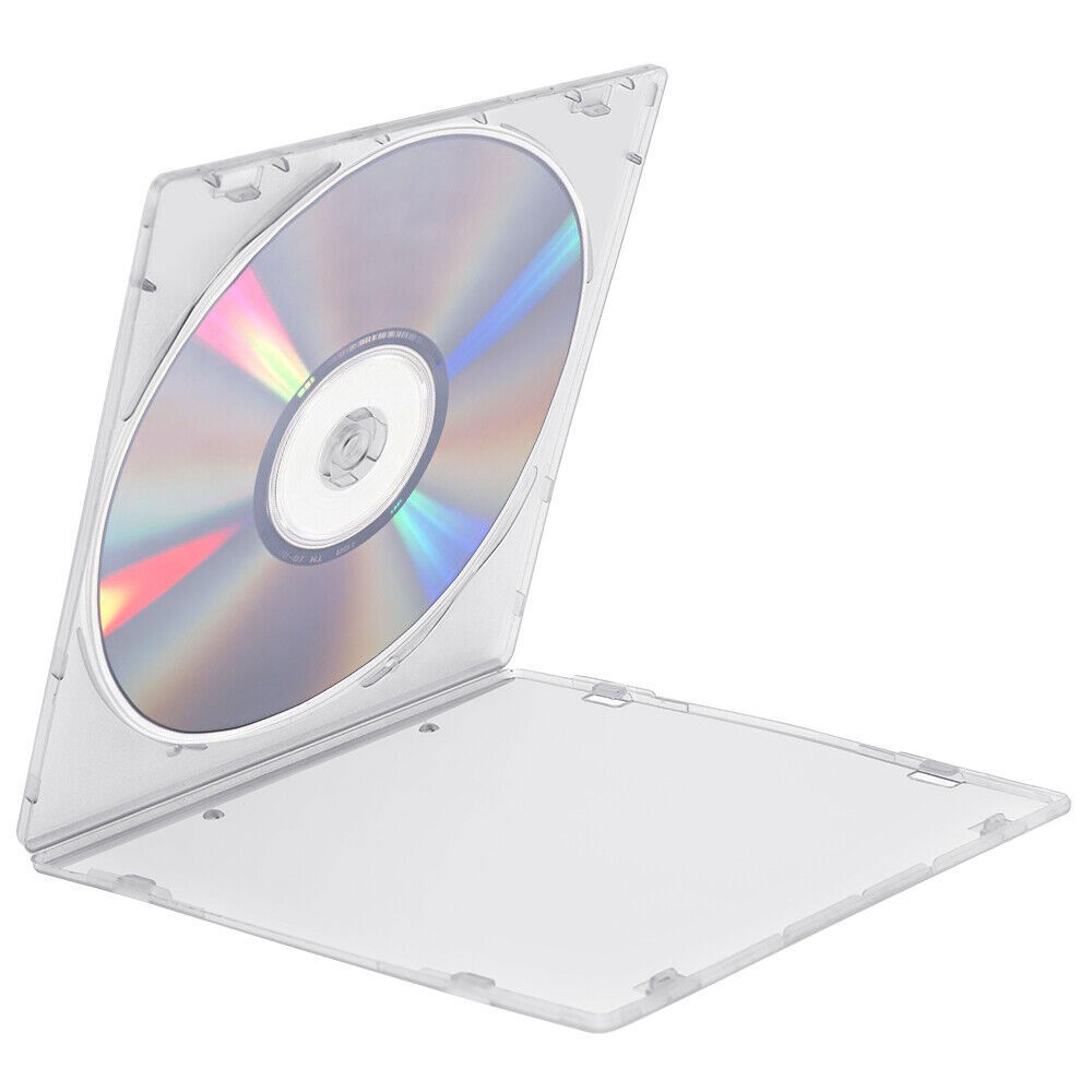 20/50/100/150 Pack Slim Clear CD Jewel Cases Single DVD Disc Storage Clear Tray