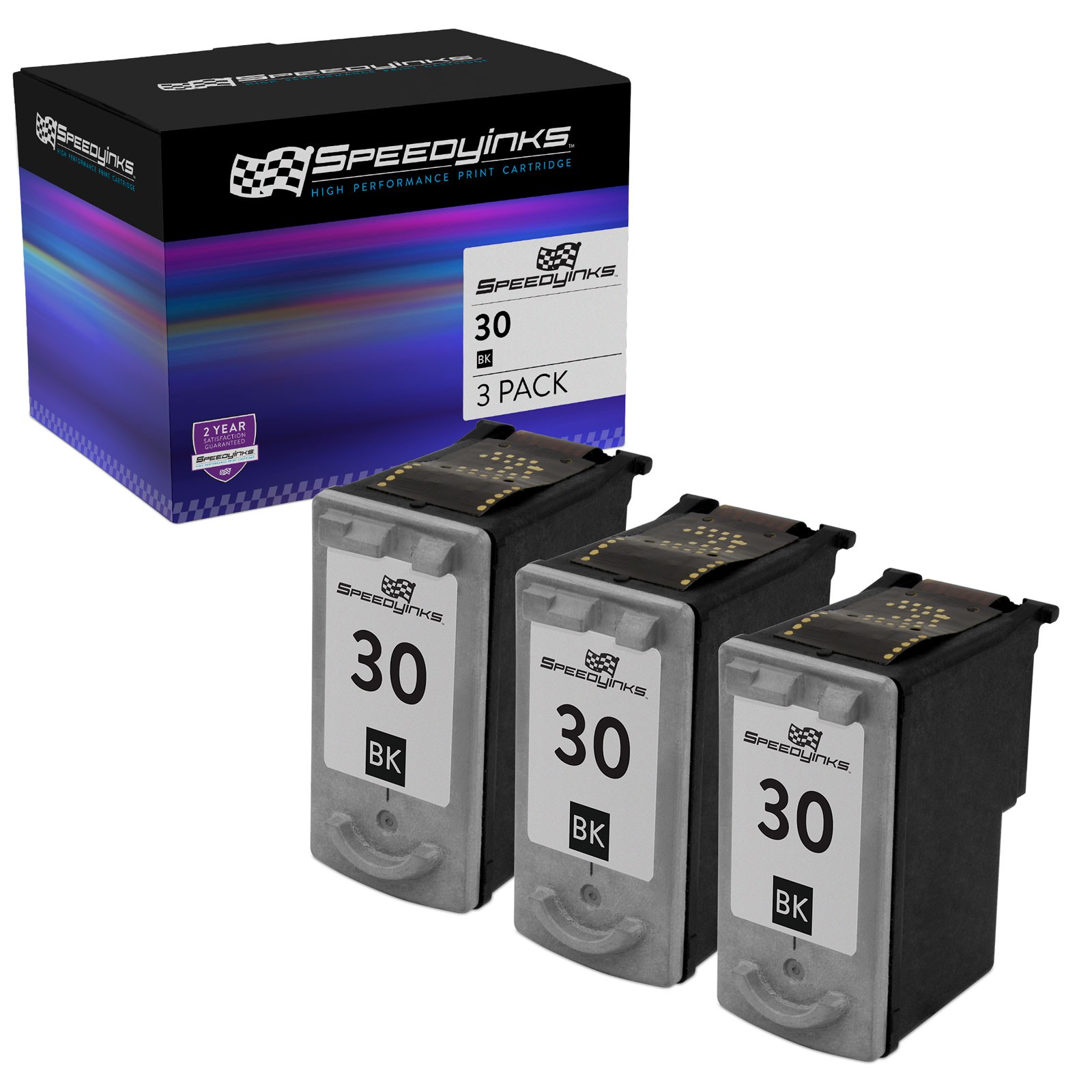 3pk Canon PG30 Pigment Black Reman Inkjet Cartridge