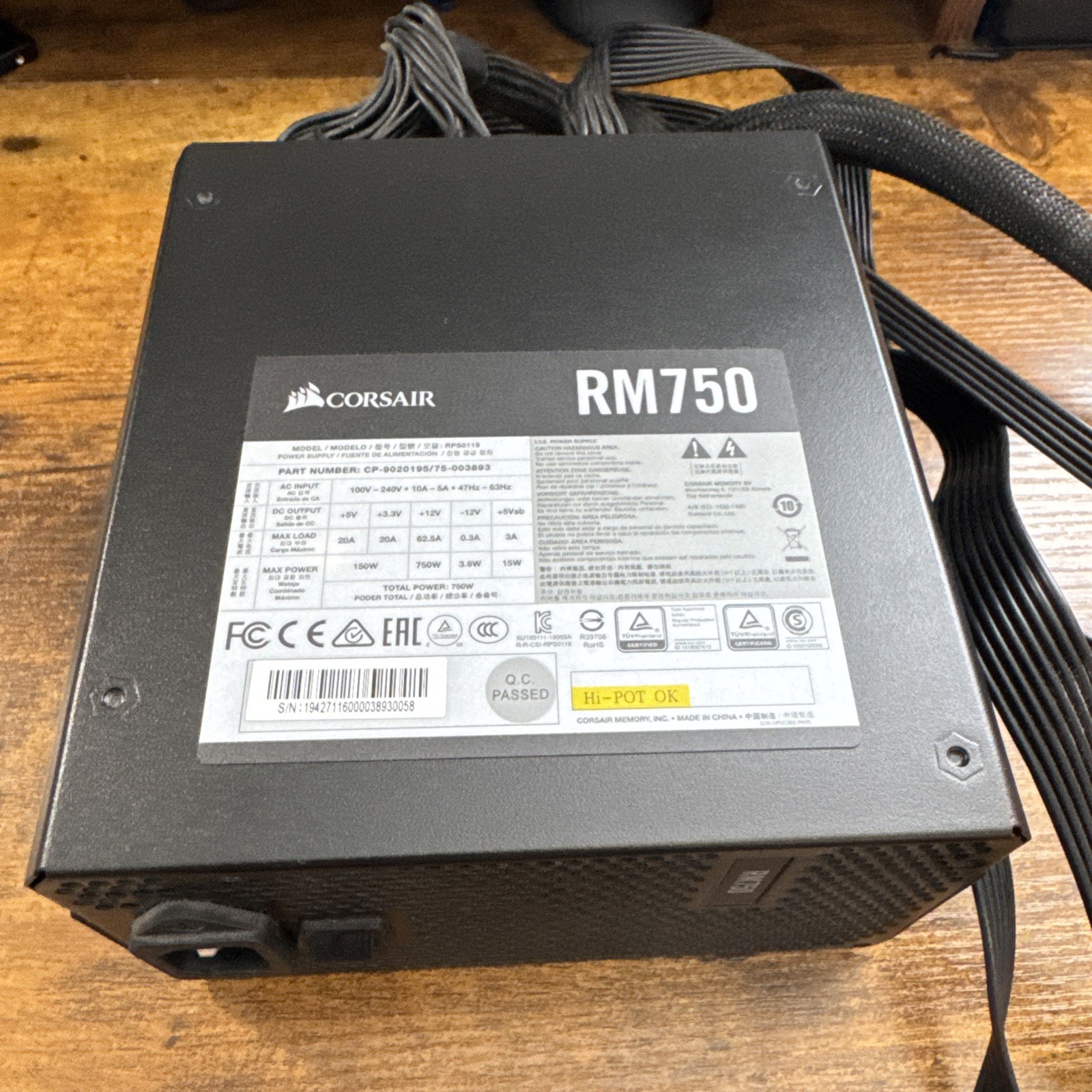 Corsair RM750 750W Fully Modular ATX Power Supply PSU w/ Cables