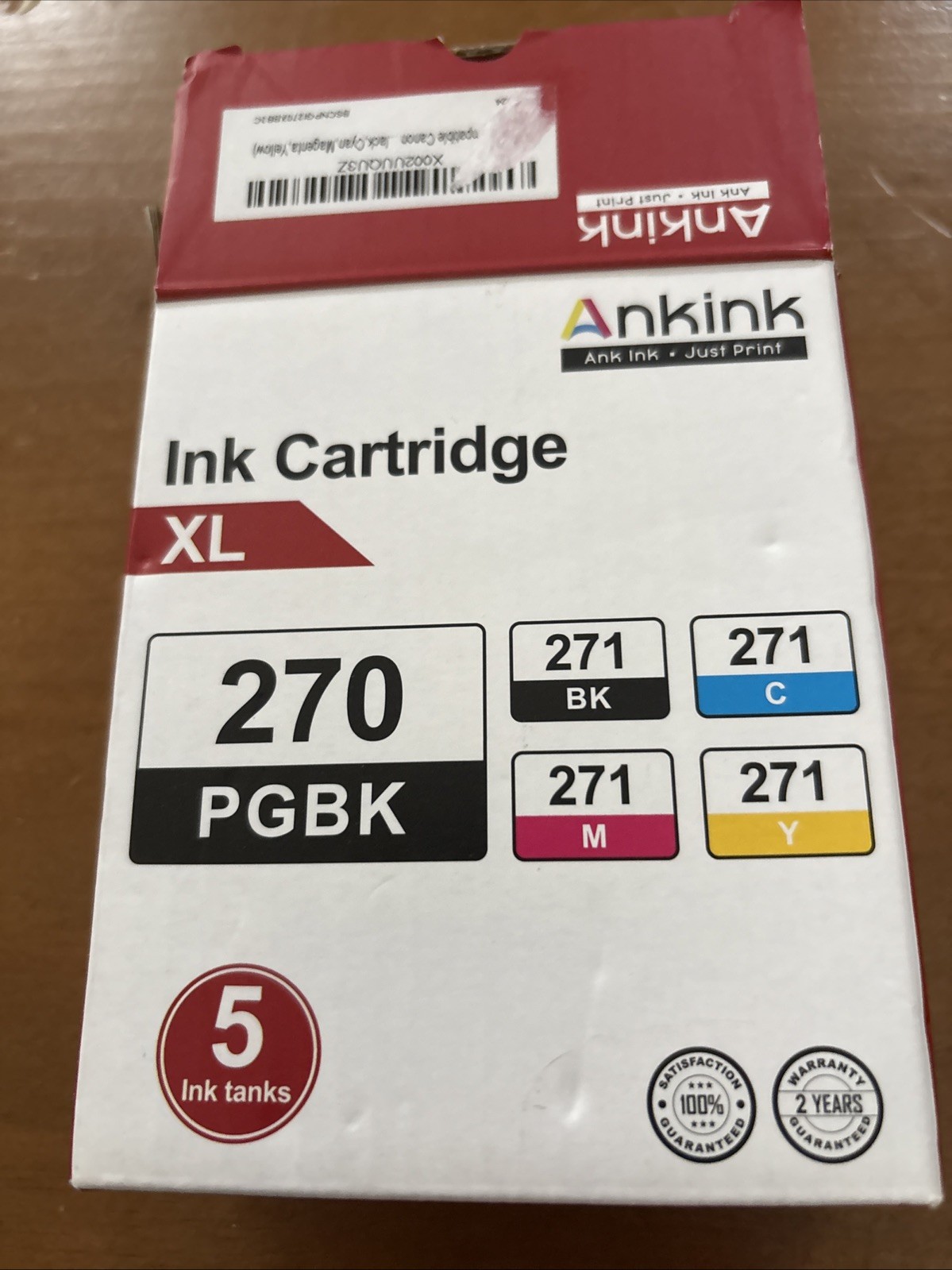 Ankink Printer Ink Cartridge XL. 270PGBK- 271BK, 271C, 271M & 271Y, 5 Ink Tanks