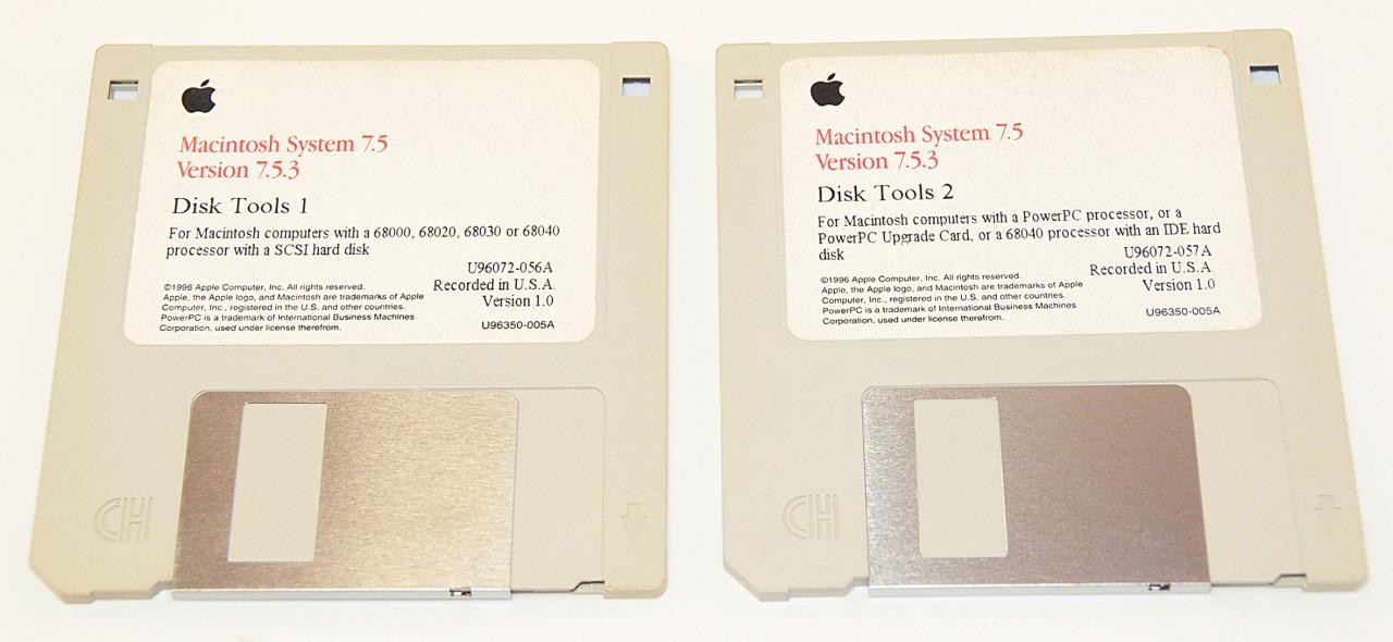 Apple ~ Macintosh System - 7.5.3 Disk Tools 1 & 2 Vintage 1996 Floppy Disks *VTG