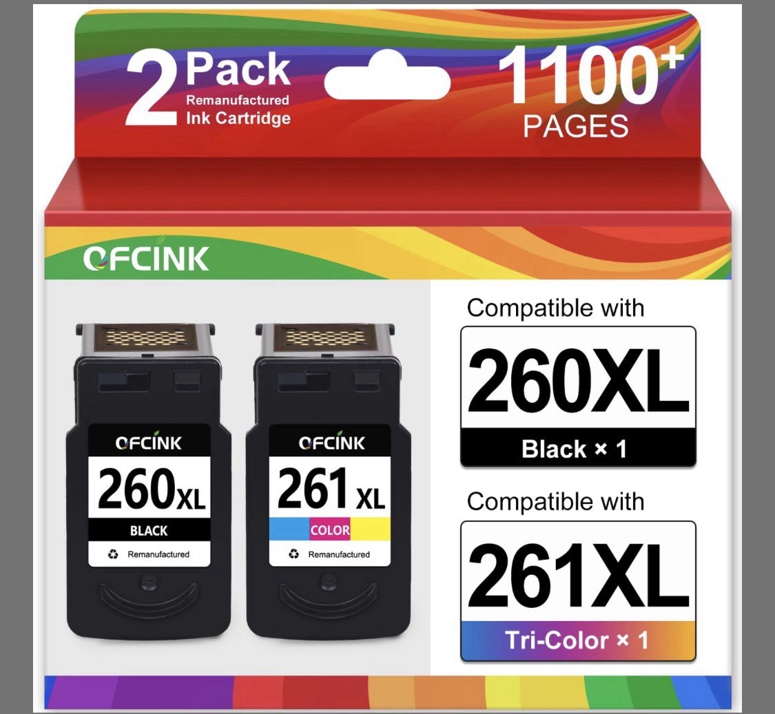 2PK Compatible PG-260XL CL-261XL Ink Cartridges For Canon Pixma TS6420a TS6400