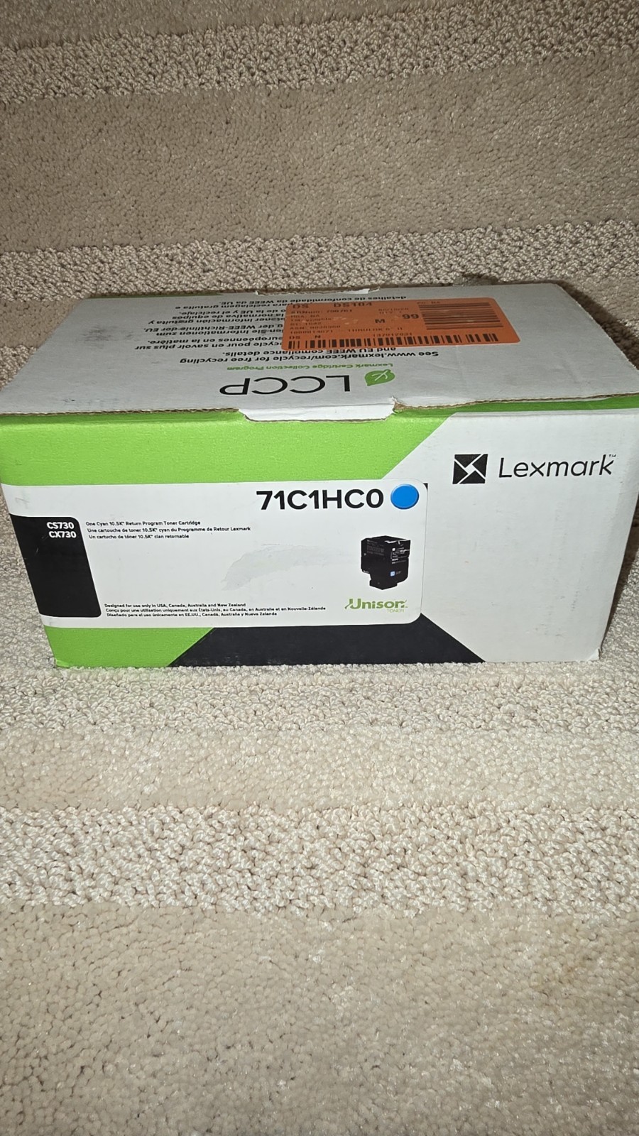 Lexmark 71C1HCO Cyan Toner New Sealed 10.5k