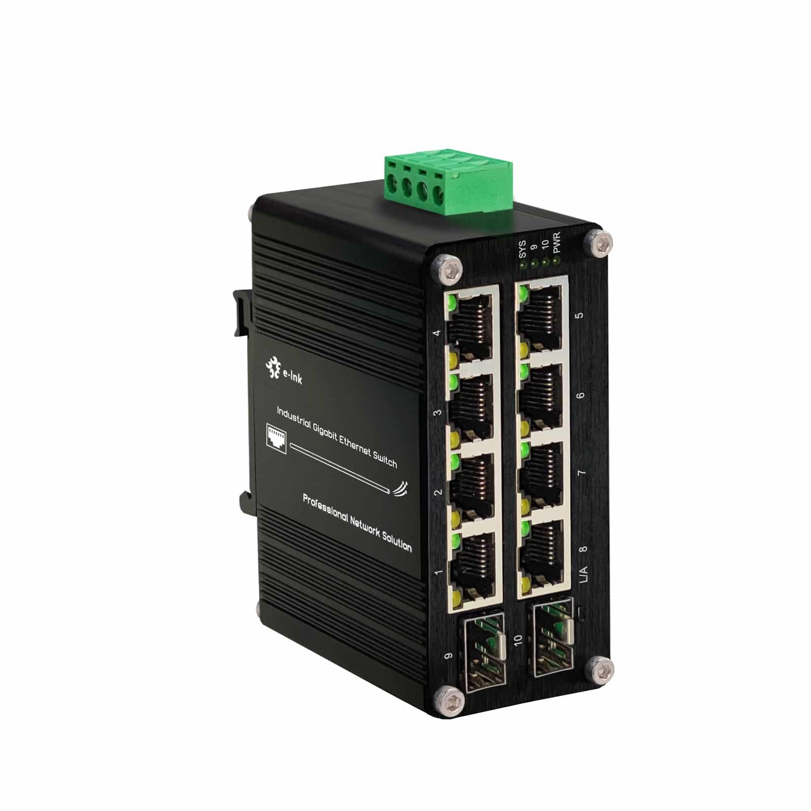 Gigabit 8-Port Network Switch (8×RJ45+2×SFP) Slots Industrial Ethernet Switch