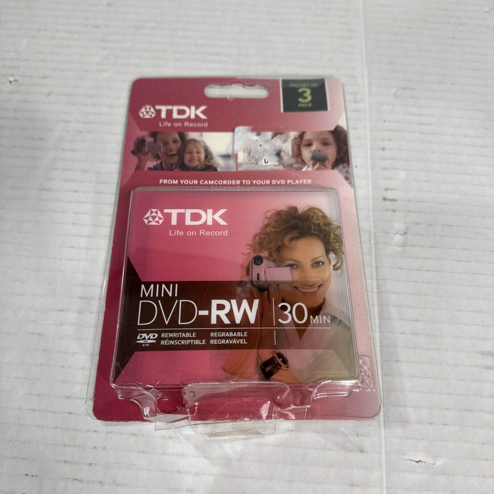 TDK Mini DVD-RW 30 Min Brand Pack of 3 New Factory Sealed
