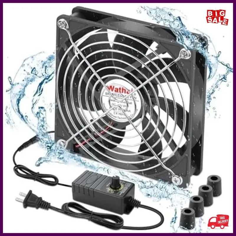 120mm x 25mm Waterproof Small Box Fan IP67 12V IP67 120mm fan with Controller