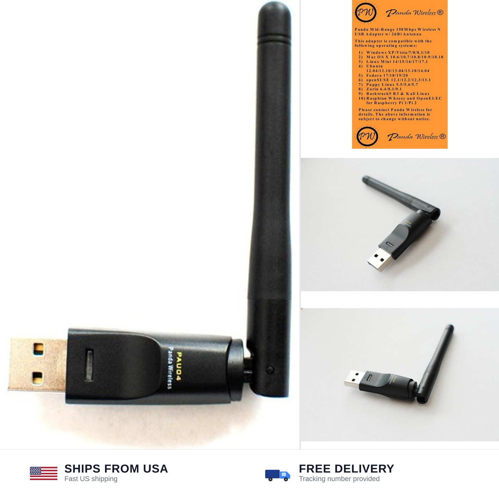 Panda Wireless Mid Range 150Mbps Wireless N USB Adapter w/ 2dBi Antenna - Win...