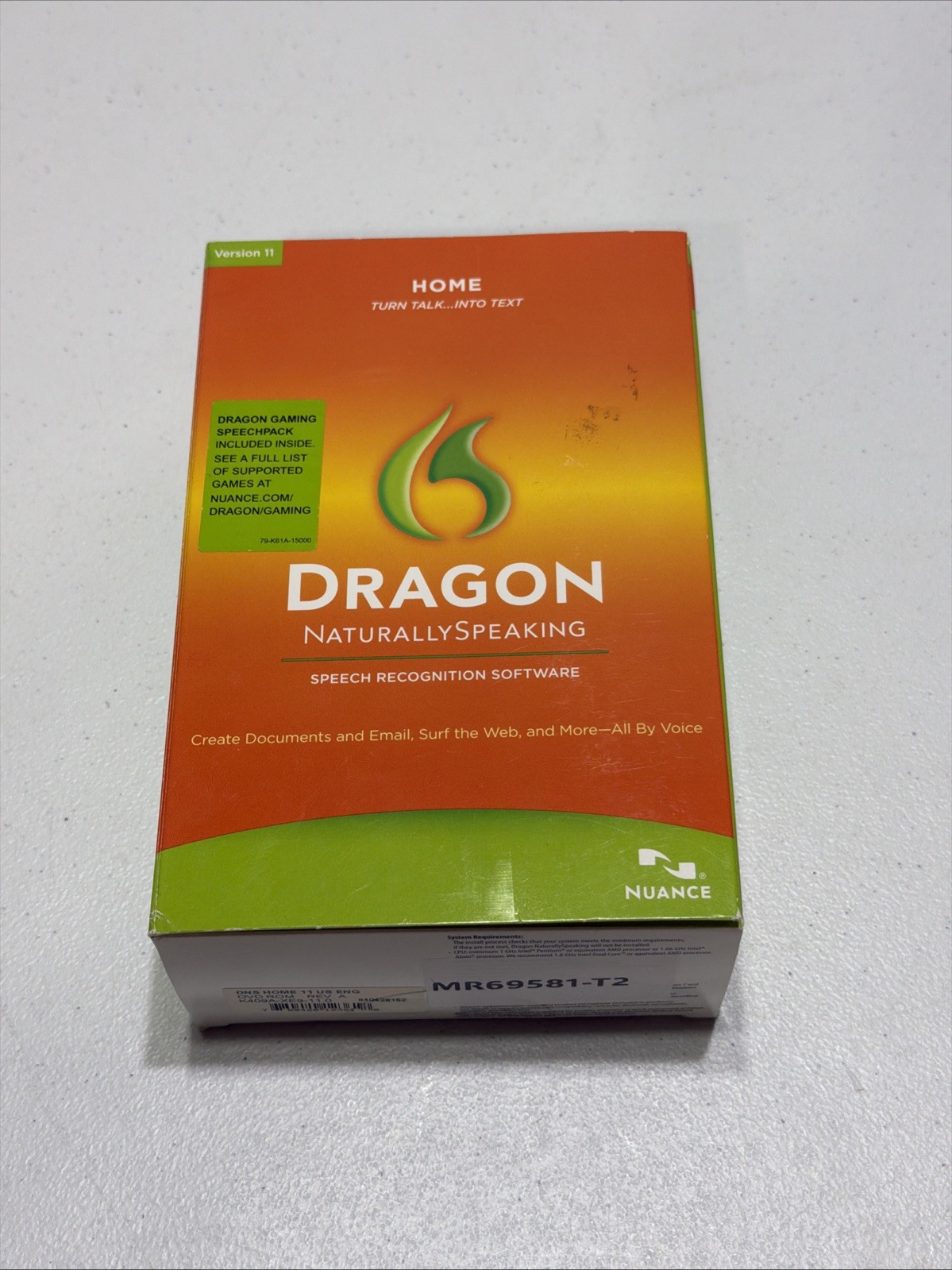Dragon NaturallySpeaking 11 Home Speech Recognition Software PC No Headset