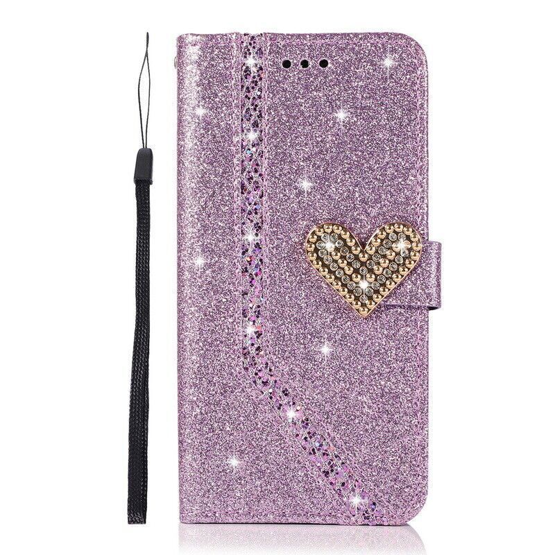 Diamond Love Glitter Wallet Cover Stand Case For 16 15 14 13 12 11 Pro Max 7 8