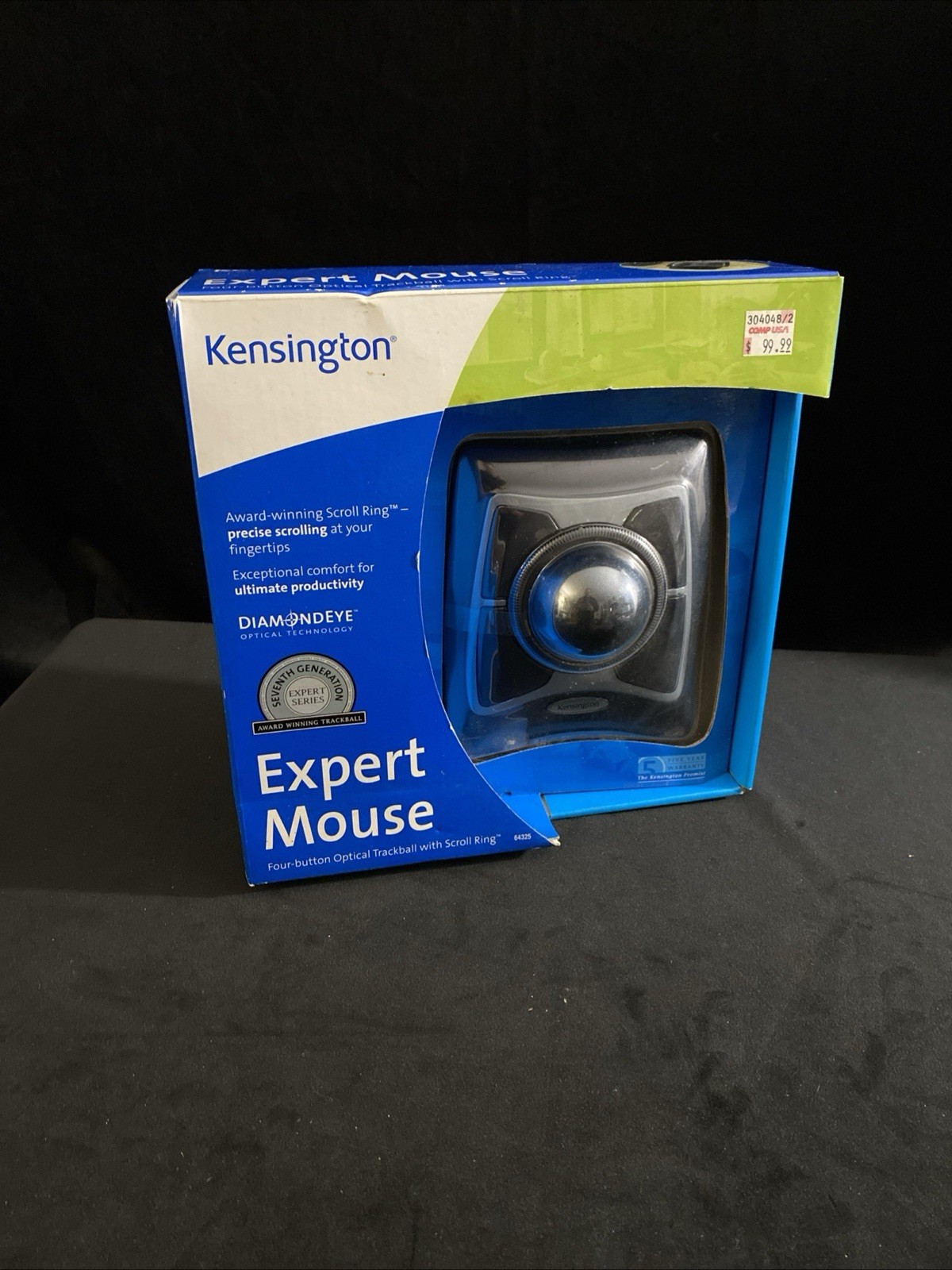 Kensington Expert Mouse Optical Trackball Scroll Ring 4Btn 400DPI USB/PS2 64325
