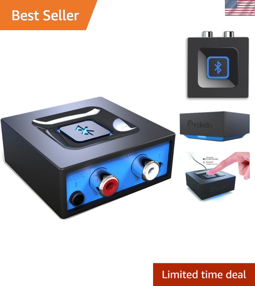 Versatile Bluetooth Audio Adapter for Home Sound Systems - Easy One-Button Setup