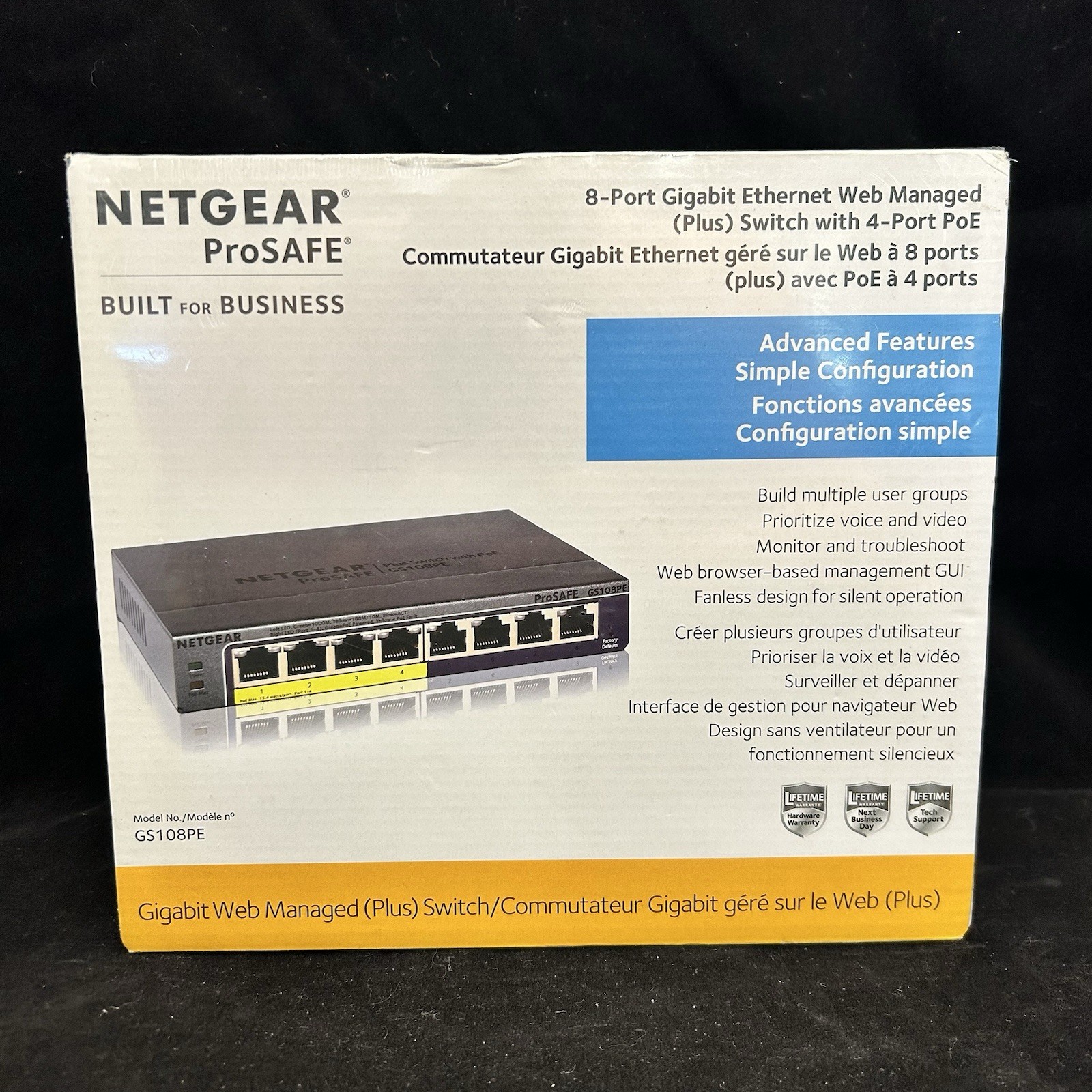 NETGEAR GS108PE-300NAS 8-Port Gigabit Ethernet Plus Switch w/ 4-PoE SEALED
