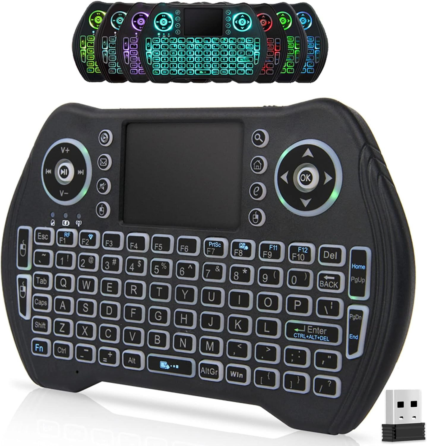 Mini Keyboard Wireless with Touchpad and Mouse Combo, Backlit Handheld