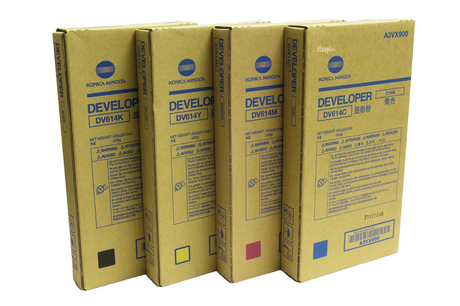 SET DV614 CMYK Genuine Konica Minolta Lot Of 4, Developer For C1070P
