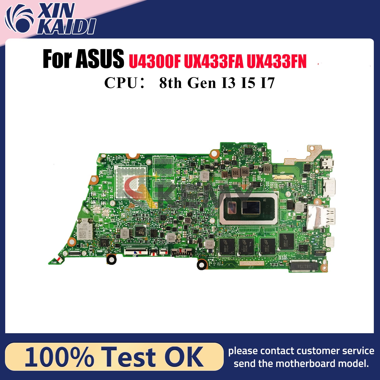 UX433FA Laptop Motherboard For ASUS UX433FN U4300F Mainboard W/ I3 I5 I7 CPU