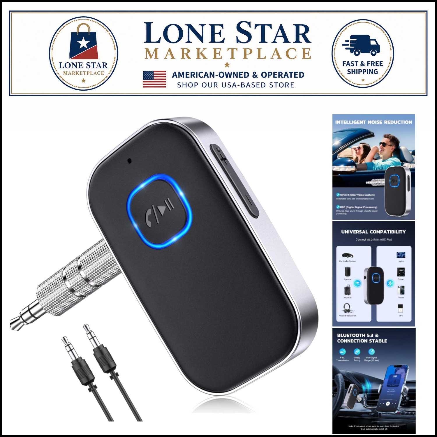 Hands-Free Bluetooth Receiver with 16 Hour Battery Life - Perfect for Driving