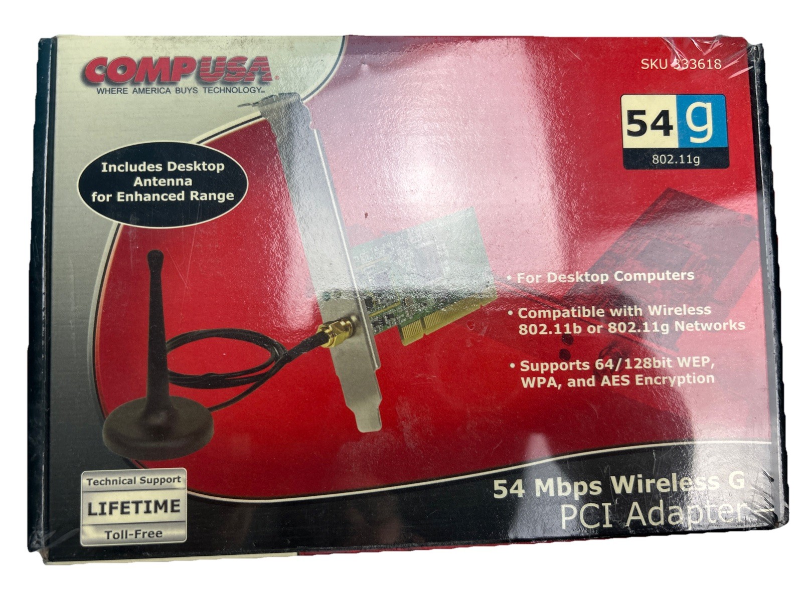 Comp USA Wireless PCI Adapter Card -54 Mbps 802.11b Or G .