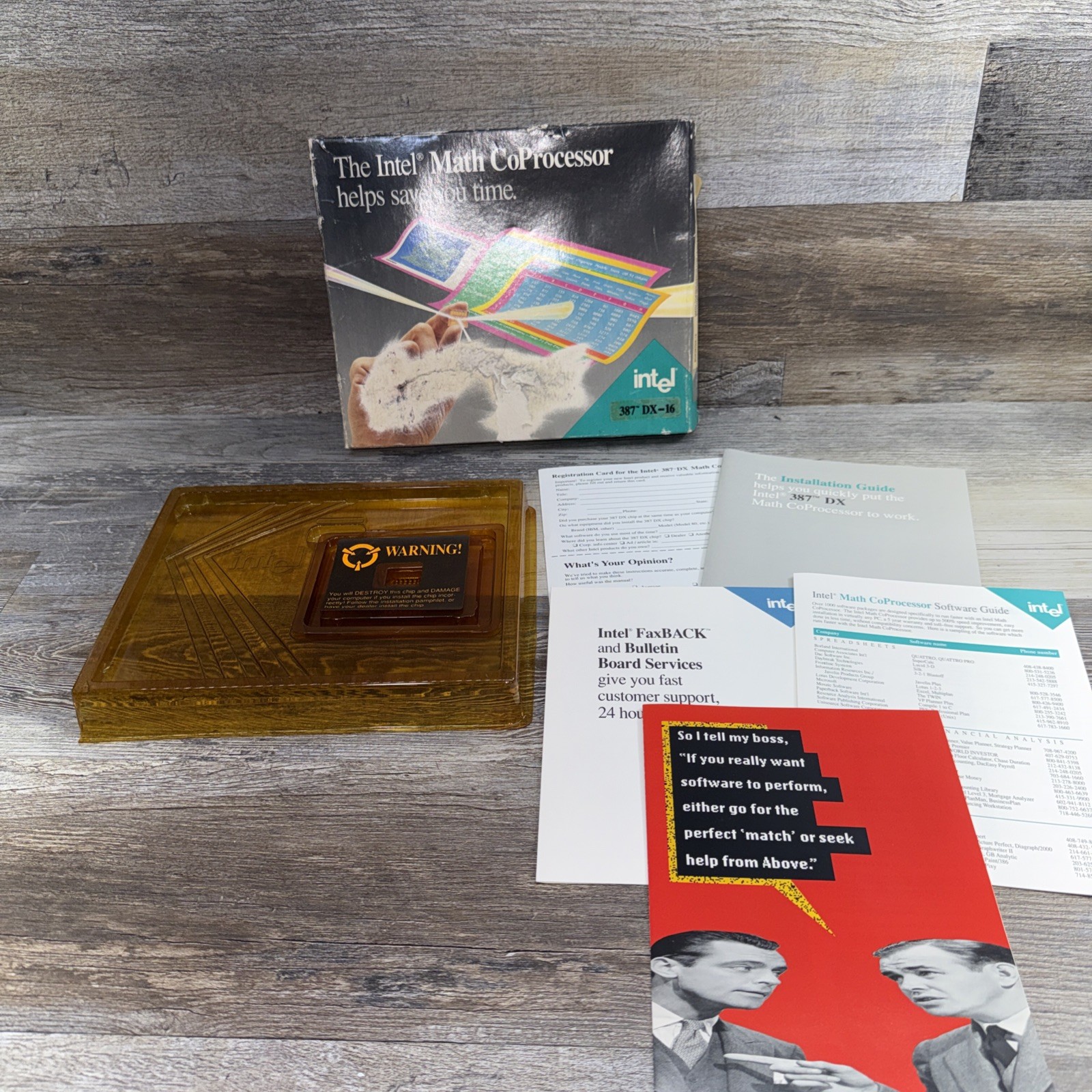 Vintage intel Math CoProcessor 387 DX-20 CIB 1989 A80387DX-20 SX105 / UNTESTED