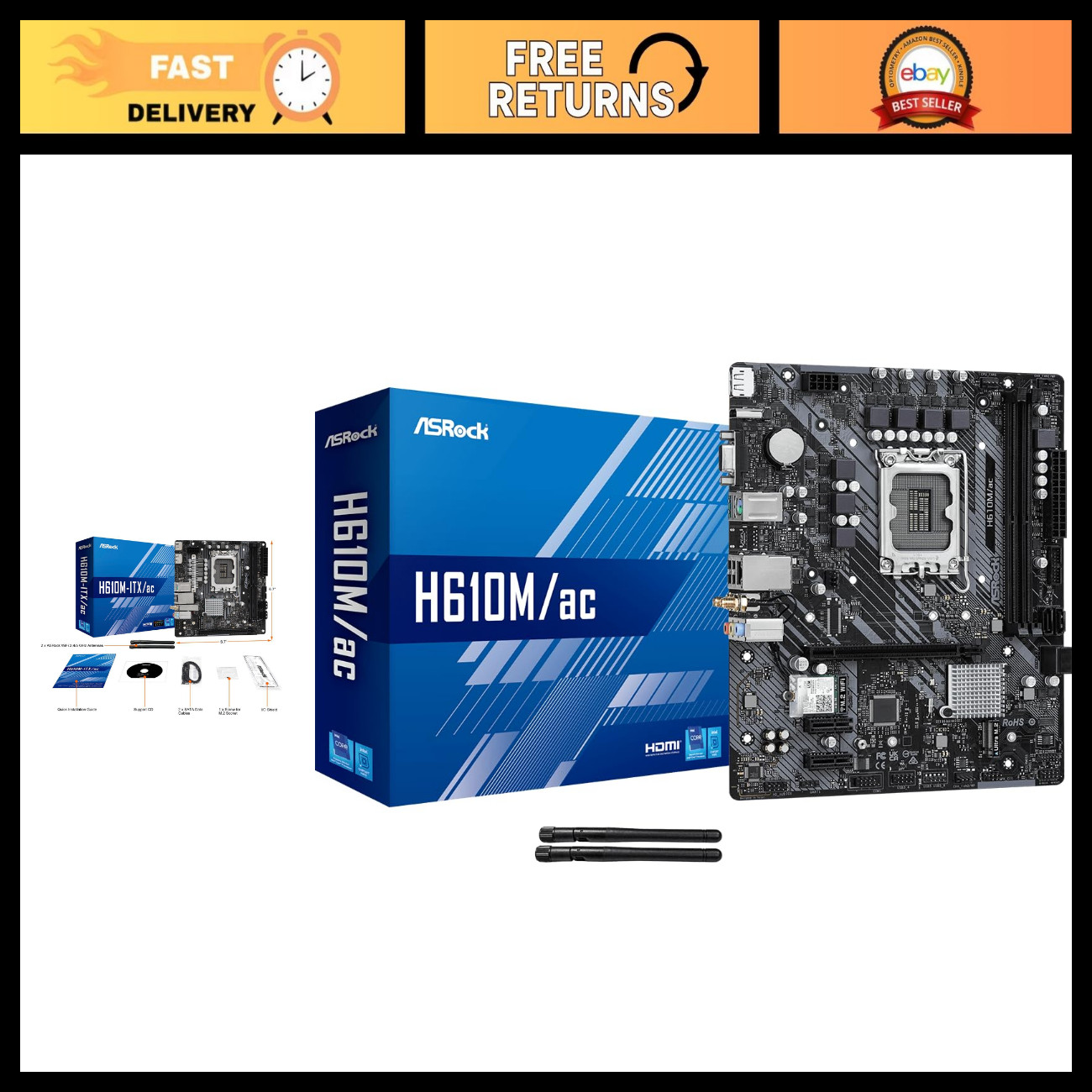 Motherboard LGA1700 for 12th & 13th Gen Intel Core, WiFi, HDMI, USB 3.2