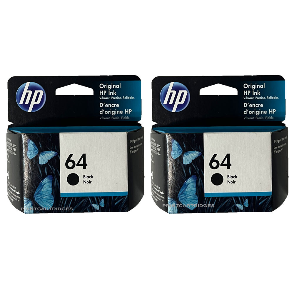 2pcs HP 64 Black Genuine Ink Cartridges