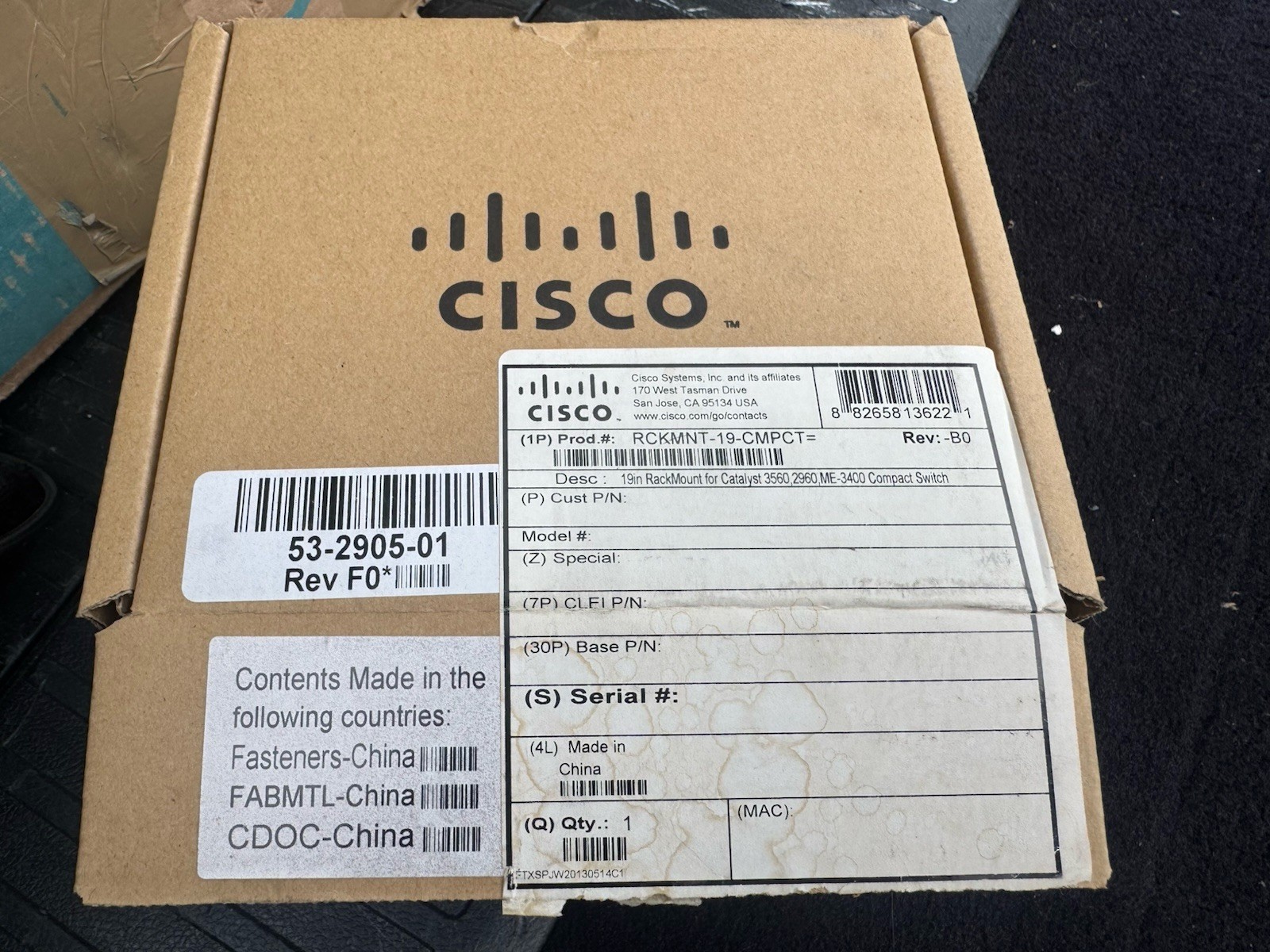 Cisco RCKMNT-19-CMPCT 3560 2960 ME-3400 Rack Mount Kit 800-28823-01 New Original
