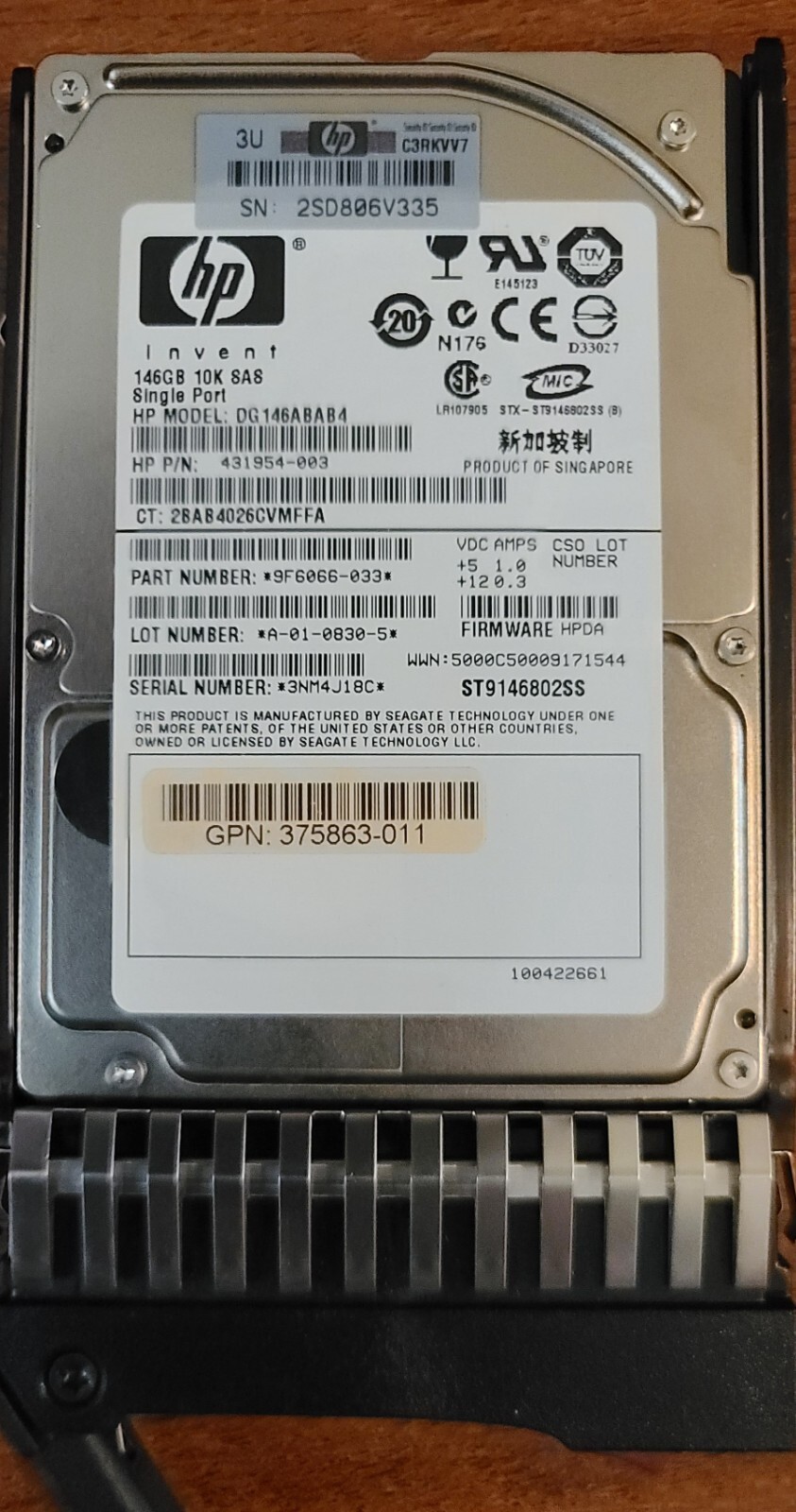 HP 146GB 10K SAS Model DG146ABAB4 Hard drive 