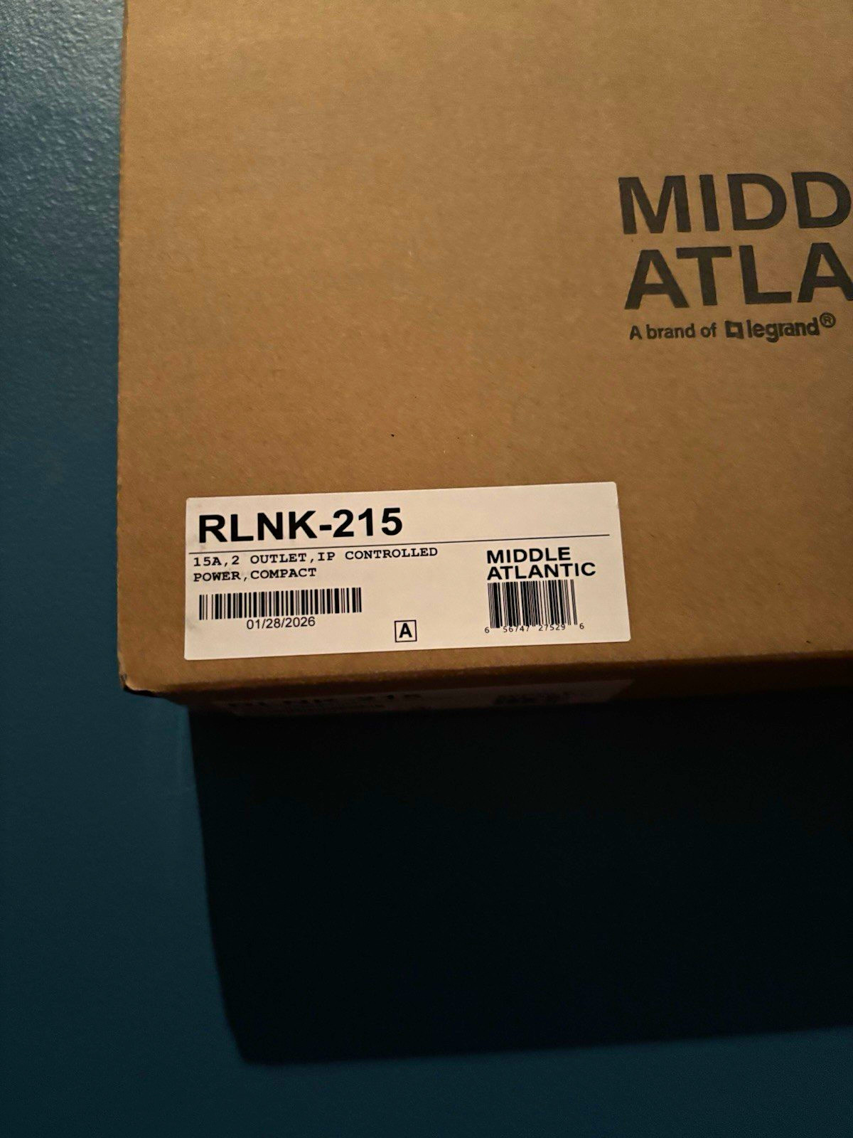 Middle Atlantic RLNK-215 Power Distribution Unit, IP Controlled, 15A, 2 Outlets
