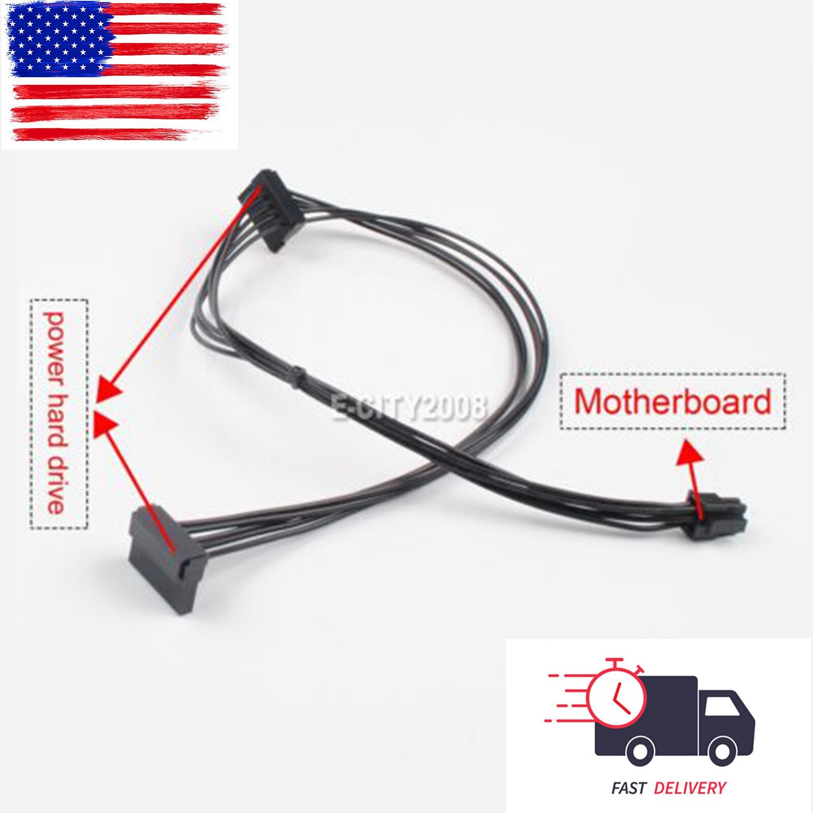 Mini 6pin to Dual SATA 15pin Female Splitter HDD/SSD Power Cable for Dell 55cm