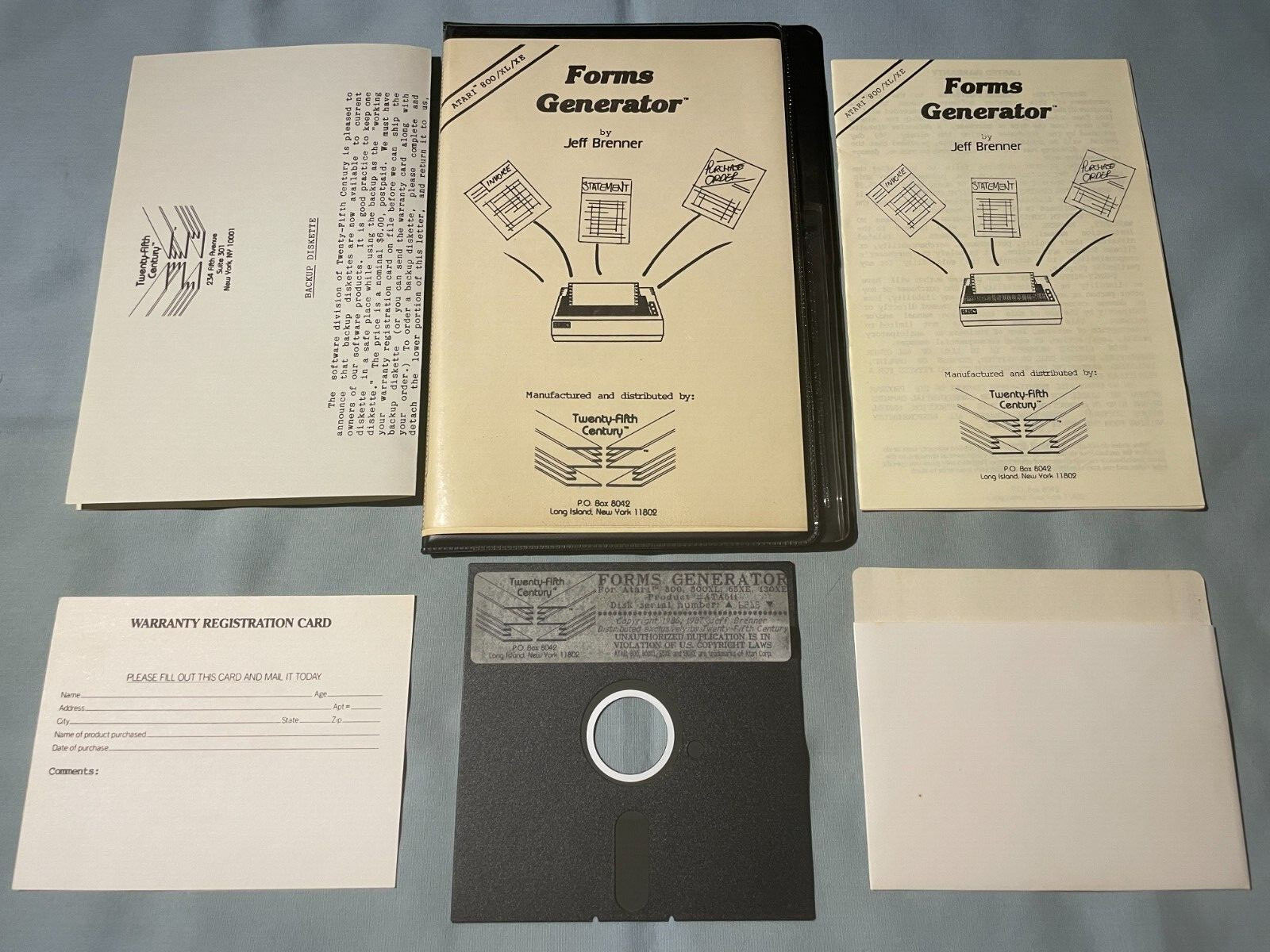 FORMS GENERATOR Atari 800 XL/XE Computer Software Disk COMPLETE in Folio TESTED