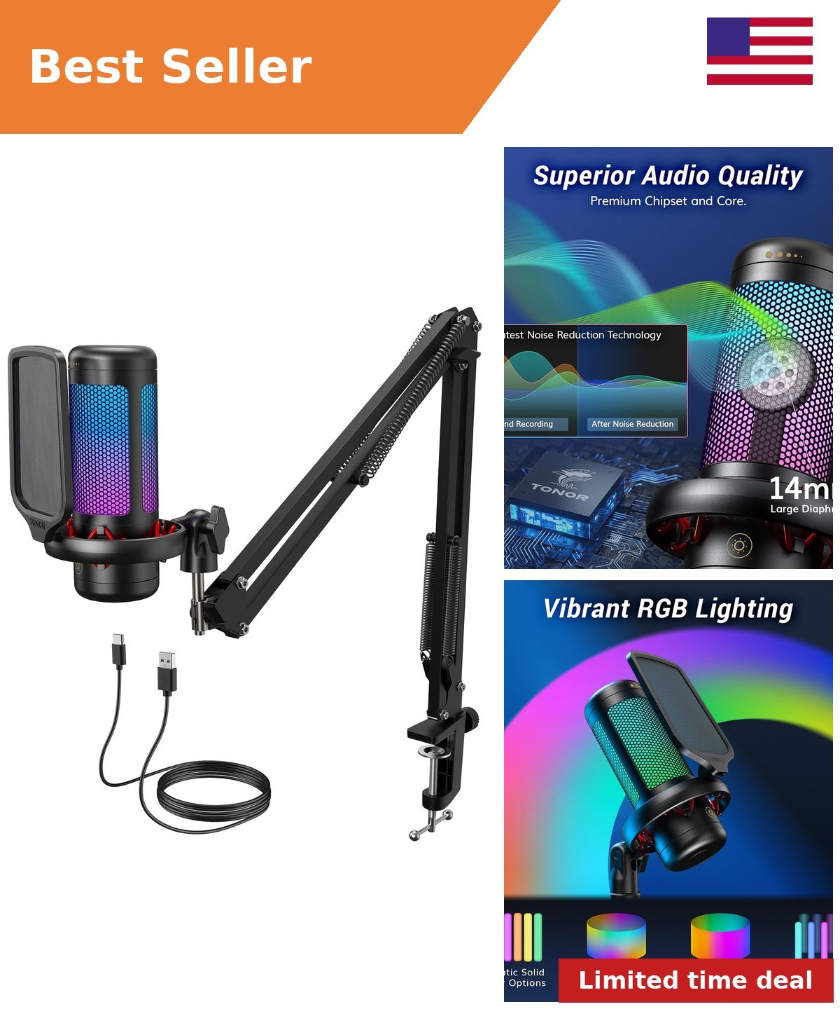Gaming Microphone Set with Boom Arm