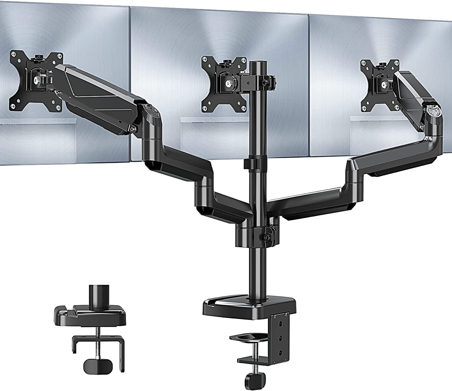 Triple Monitor Mount, 3 Monitor Desk Arm Fits Three Max 27\
