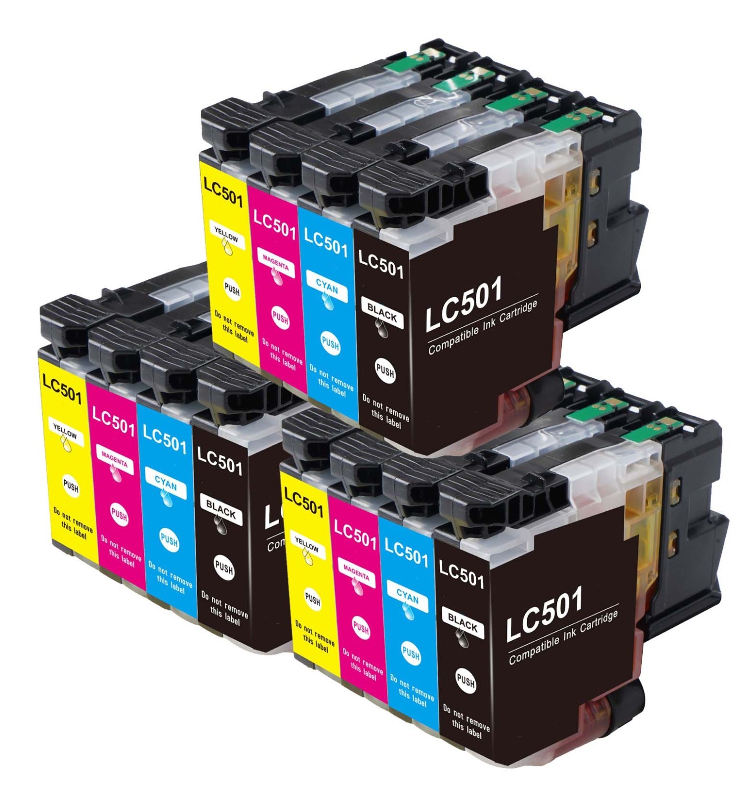 12PK Printer Ink w/ Chip for Brother LC501 MFC-J1260DW MFC-J1360DW MFC-J1410DW