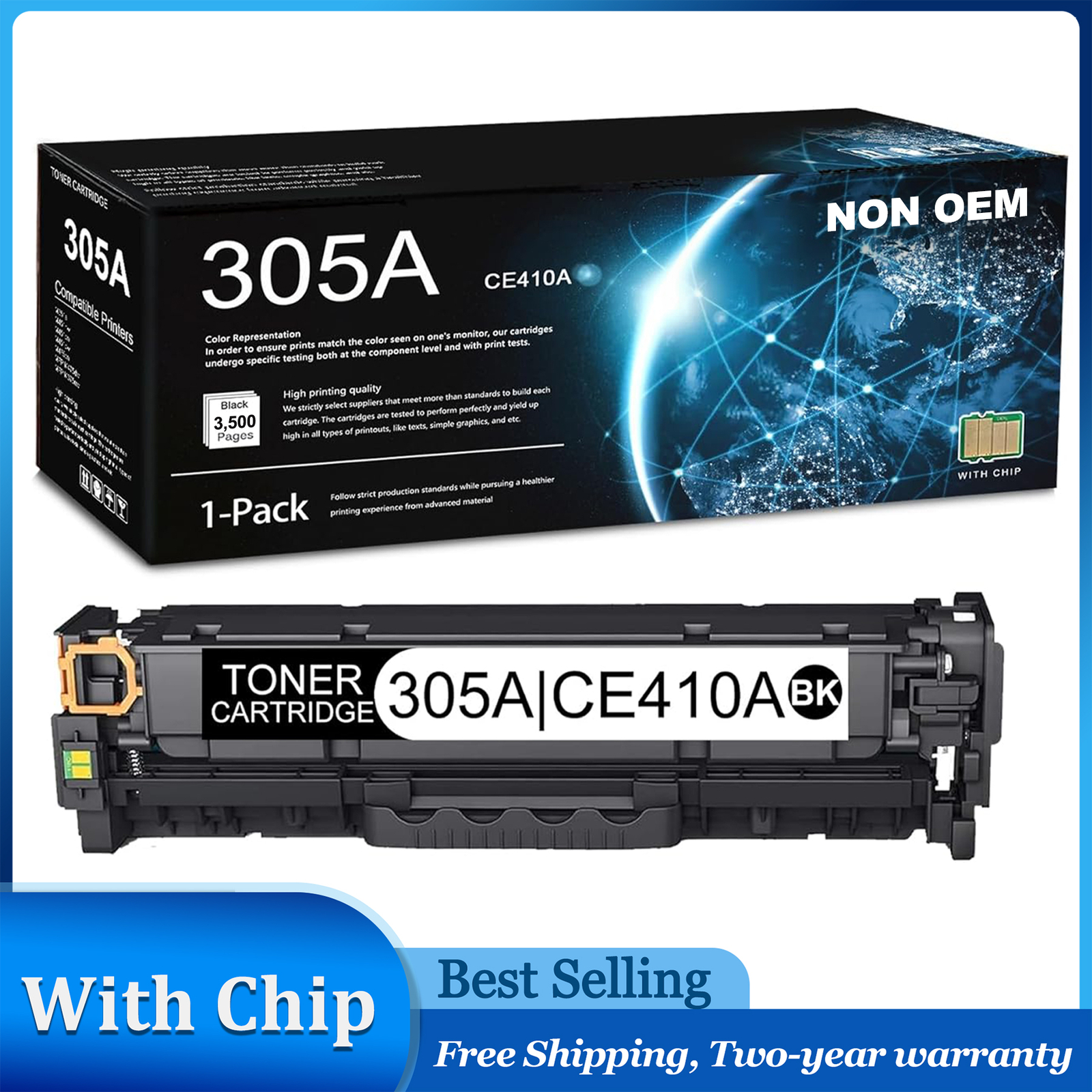 CE410A 305A Black with Chip for HP LaserJet Pro 300/400/300mfp/400mfp Toner