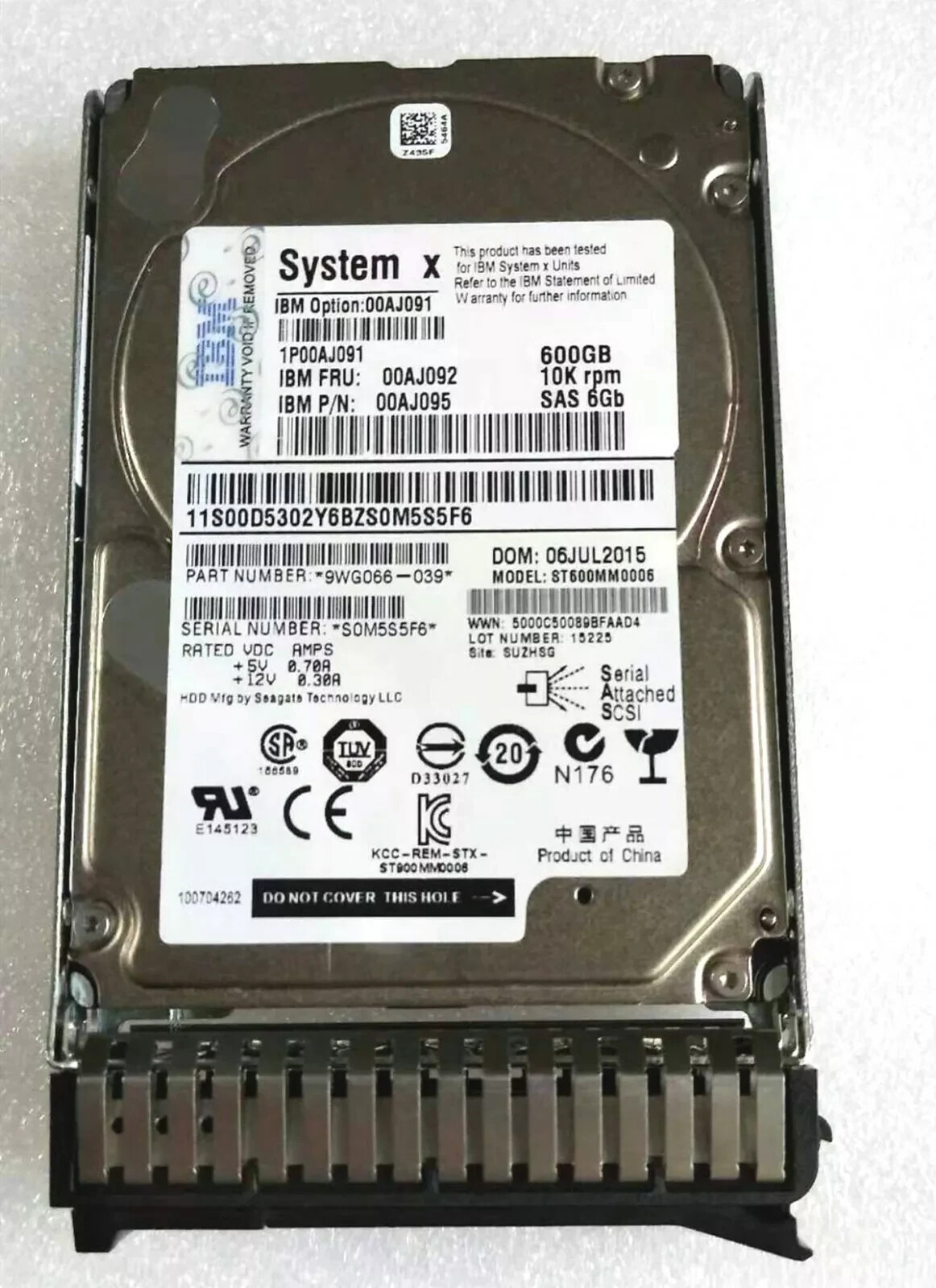 IBM 00AJ091 00AJ092 00AJ095 600GB 10K 6GBPS SAS 2.5 G3HS HARD DRIVE