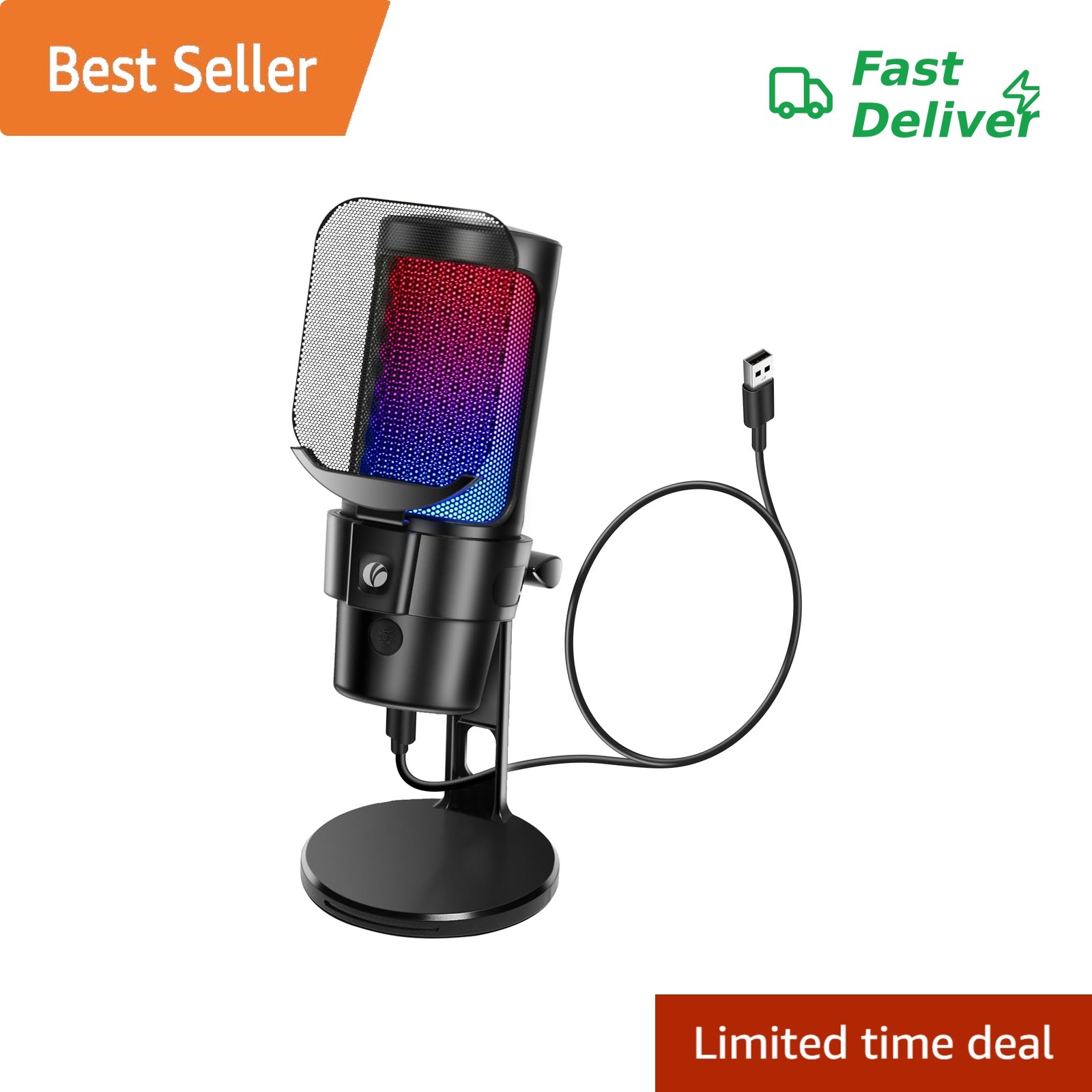 VCOM Gaming USB Microphone, Condenser Dynamic Mic for Podcasting, Streaming, ...