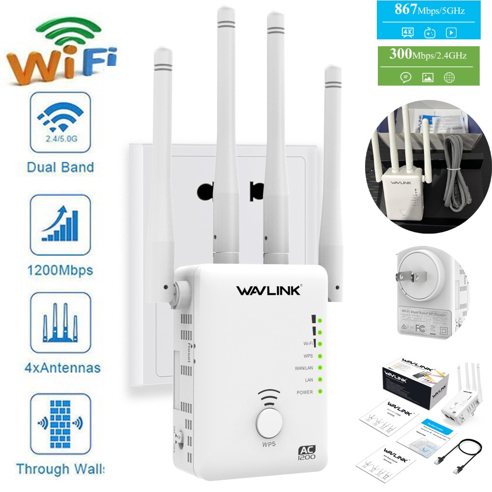 WAVLINK 1200Mbps WiFi Router Wireless Repeater Gaming Router 2.4/5G Access Point