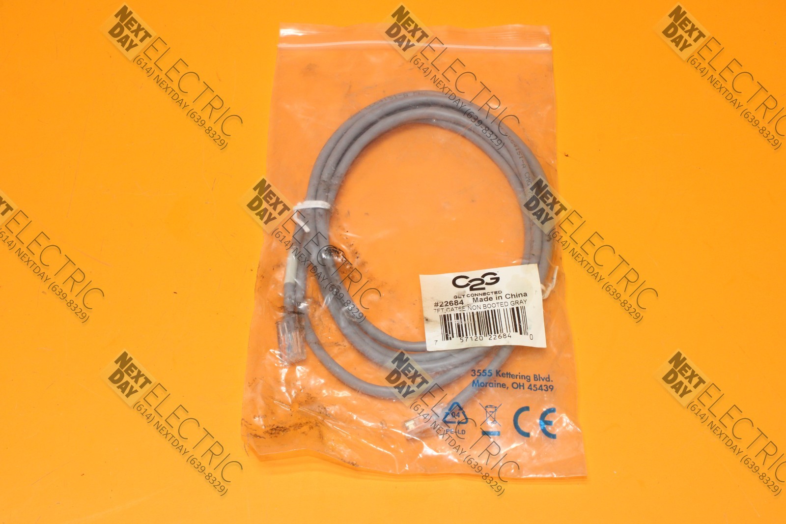 C2G, 22684, 7ft CAT5E Non Booted Gray Ethernet Cable Patch Cables to Go RJ45