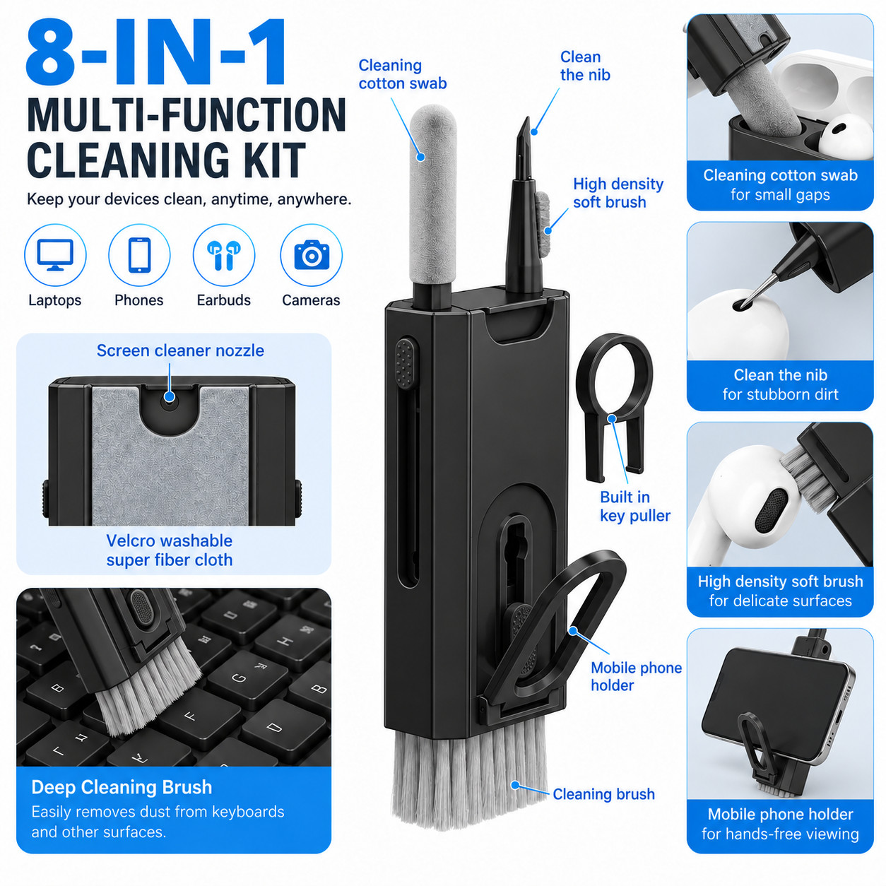 20 in 1 Electronics Cleaning Kit Keyboard Phone Laptop Screen Earbuds Brush Set