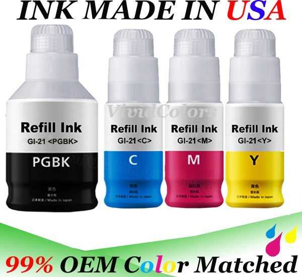 BKCMY GI-21 Ink Refill Bottle for use Canon PIXMA Megatank G1220 G2260 G3260
