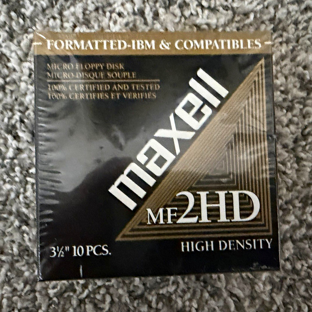 Maxell MF2HD 3.5" 1.44MB High Density Formatted Floppy Disks 10 Pack Box Sealed⁠