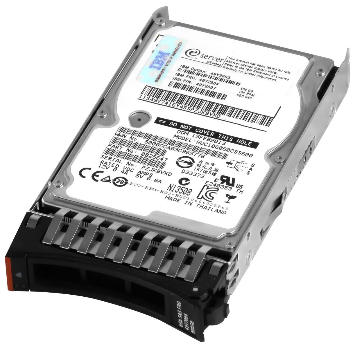 Hard Drive IBM 49Y2004 49Y2007 HUC106060CSS600 600GB 10000RPM SAS-2 2.5" Inch