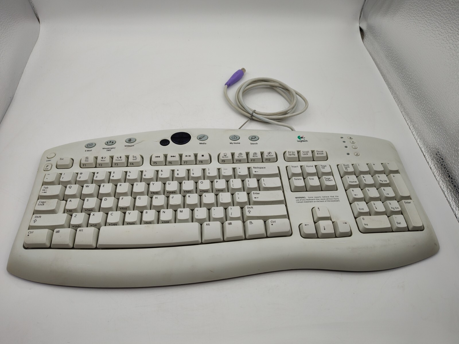 Logitech-Wired PS/2 Keyboard-Multimedia Keys Y-SR34-White 