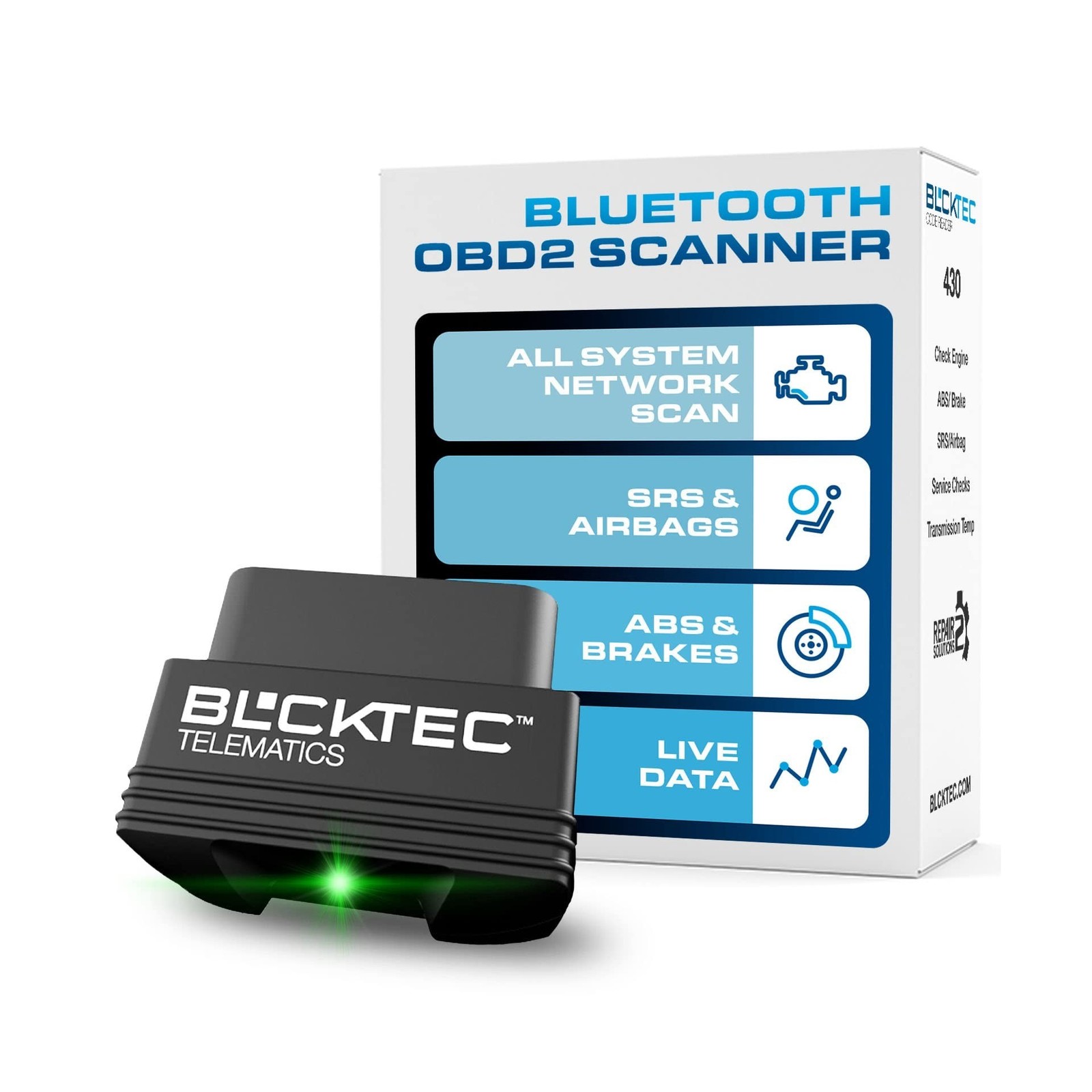 BLCKTEC 430 Bluetooth OBD2 Scanner for iPhone & Android, No Subscription Fee,...