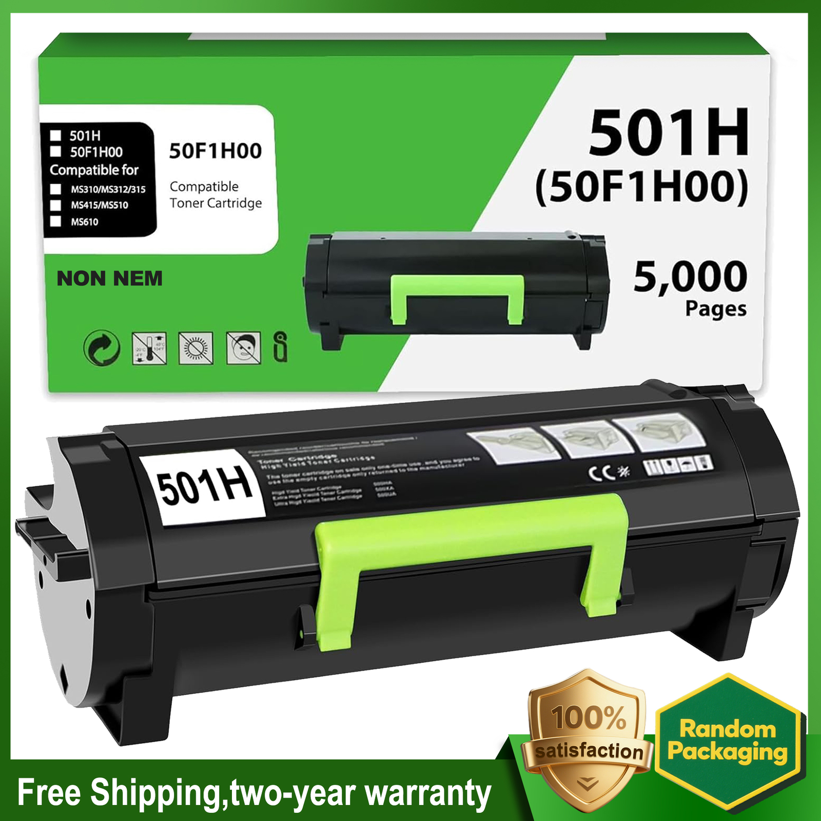 1PK 50F1H00 Toner for Lexmark MS310d MS310dn MS312DN MS510dn 50F1H00 5000 pages